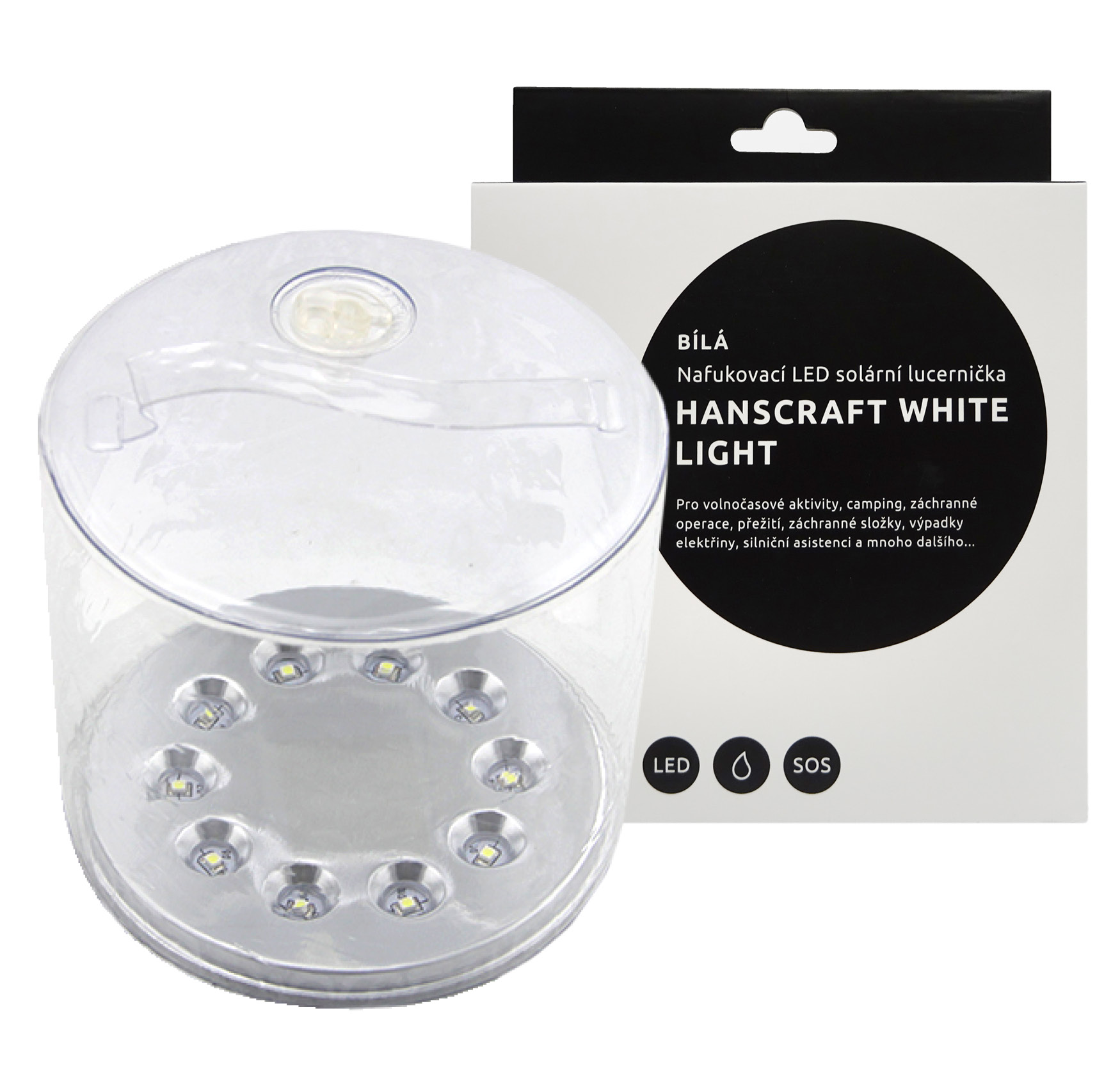 Nafukovací LED solární lucernička HANSCRAFT LIGHT blank